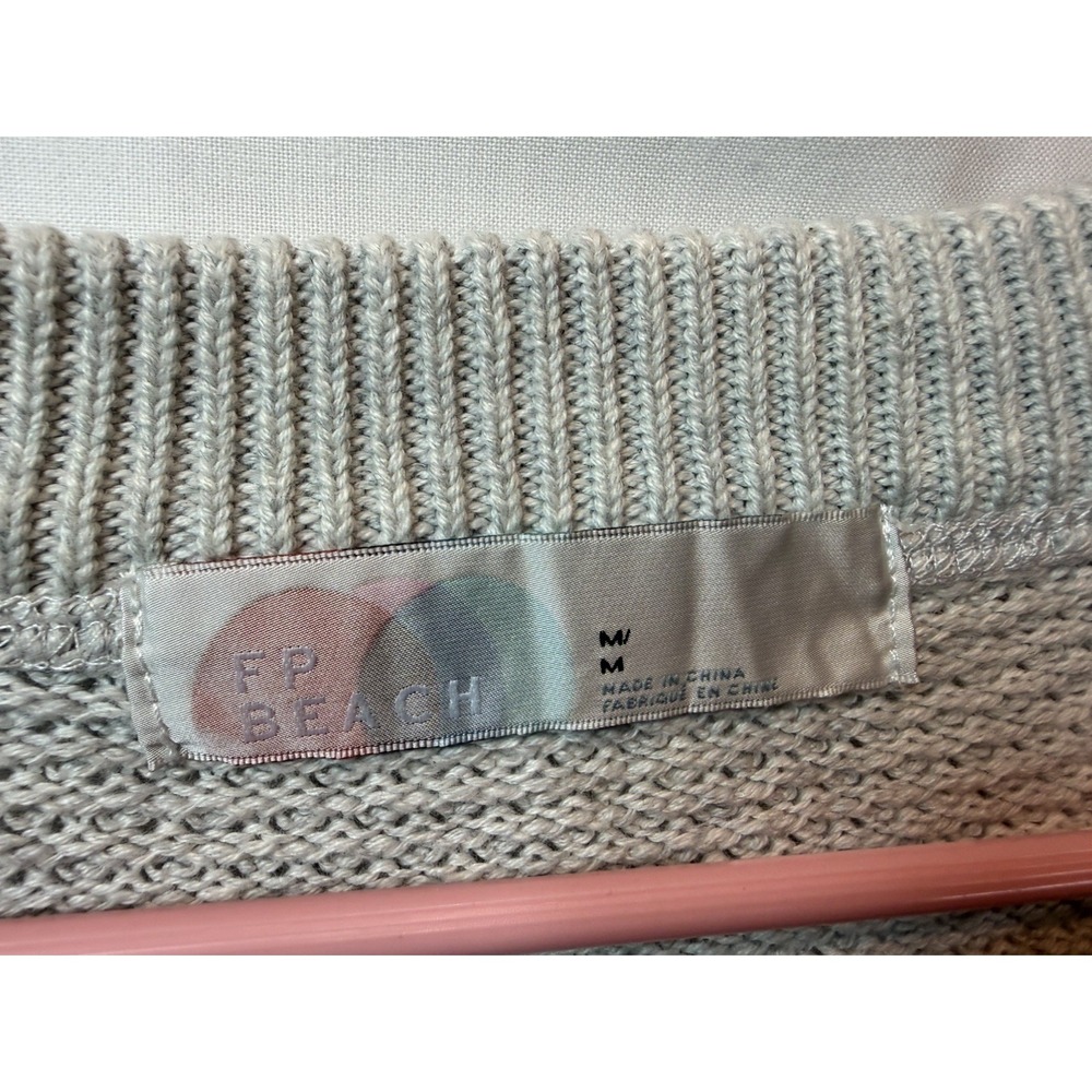 Free People FP Beach Hailee Set Waffle Knit Henley & Wide Leg Light Grey Medium - Picture 5 of 10